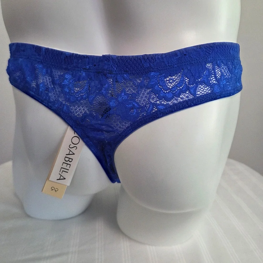 Cosabella Men Luxury Italian Floral Lace G-String Designer Premium Cobalto Blue